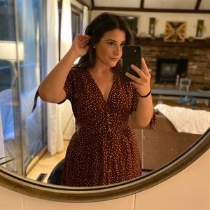 Blu Pepper Polka Dot Button Down Midi Dress